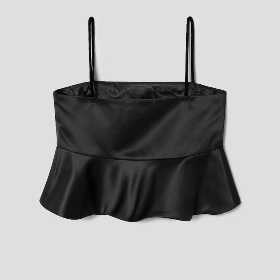 GANNI Duchesse Satin Top – Black