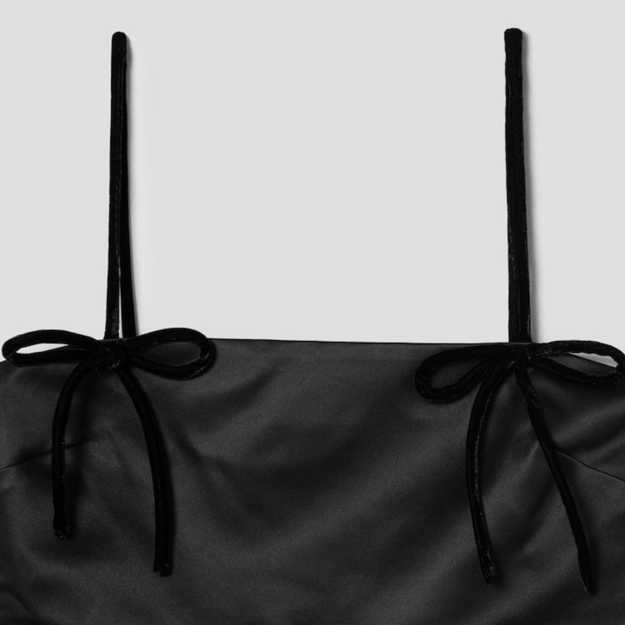 GANNI Duchesse Satin Top – Black