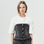 GANNI Tint Edge Denim Top – Black