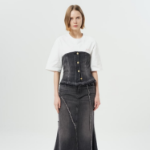 GANNI Tint Edge Denim Top – Black