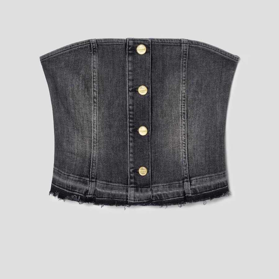 GANNI Tint Edge Denim Top – Black