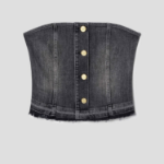 GANNI Tint Edge Denim Top – Black