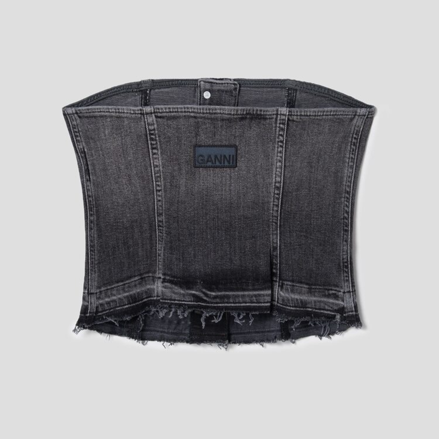 GANNI Tint Edge Denim Top – Black