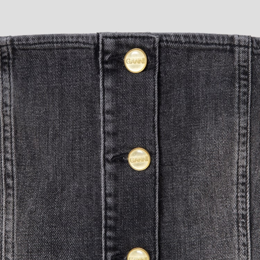 GANNI Tint Edge Denim Top – Black