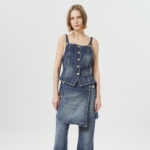 GANNI Heavy Washed Denim Top – Blue