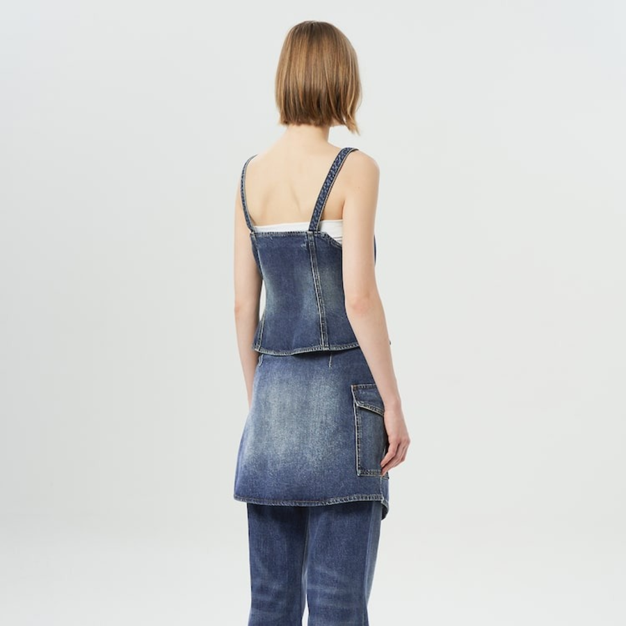 GANNI Heavy Washed Denim Top – Blue