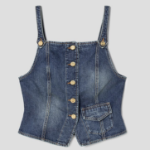 GANNI Heavy Washed Denim Top – Blue