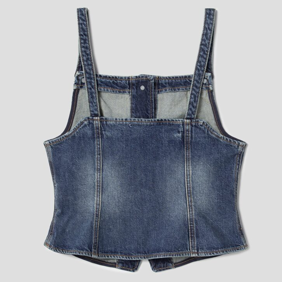 GANNI Heavy Washed Denim Top – Blue