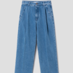 Maison Kitsune Women Pleated Denim Jeans - Light Stone Indigo