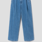 Maison Kitsune Women Pleated Denim Jeans - Light Stone Indigo