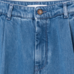 Maison Kitsune Women Pleated Denim Jeans - Light Stone Indigo