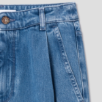 Maison Kitsune Women Pleated Denim Jeans - Light Stone Indigo