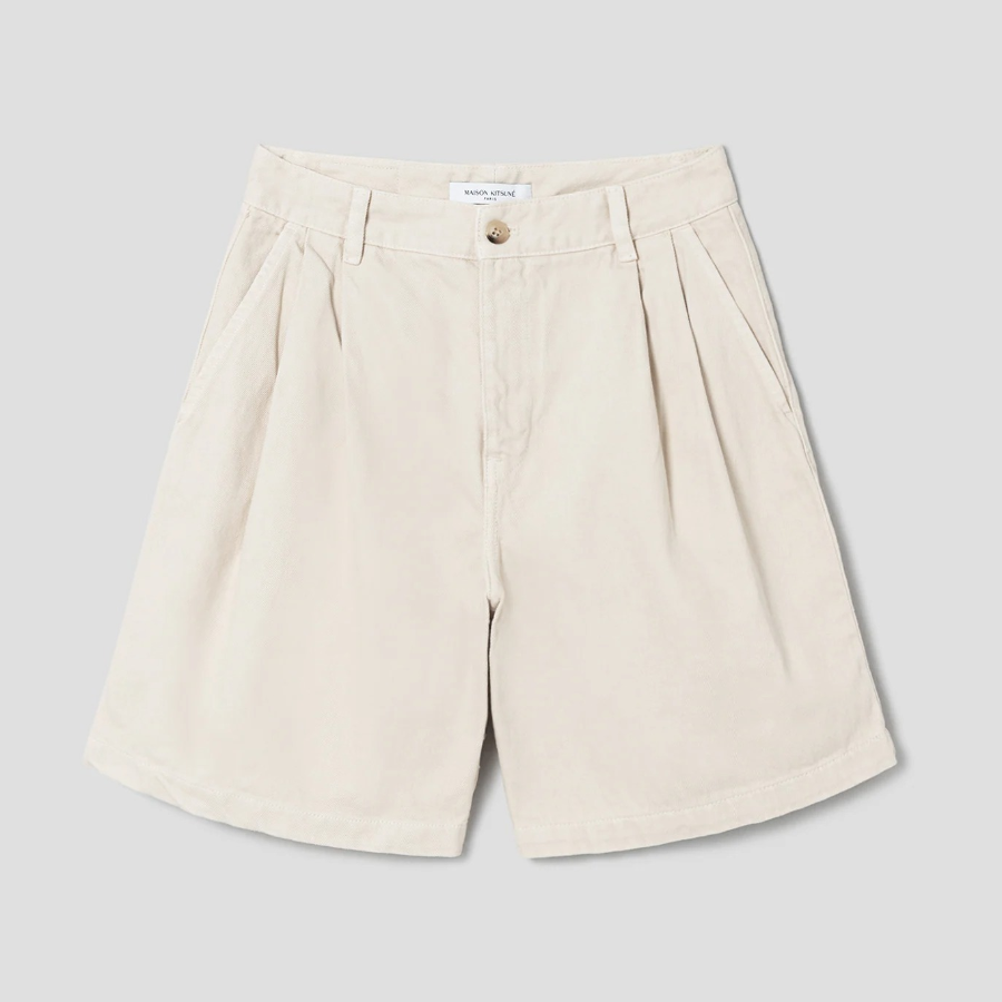 Maison Kitsune Women Casual Pleated Bermuda - Paper