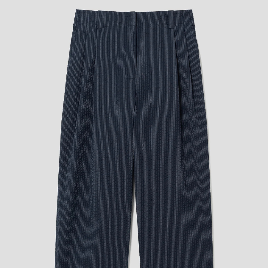 Maison Kitsune Women Elasticated Casual Pleated Pants - Navy