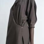 LEMAIRE – Short Sleeve Twisted Dress - Dark Brown