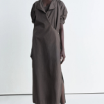 LEMAIRE – Short Sleeve Twisted Dress - Dark Brown