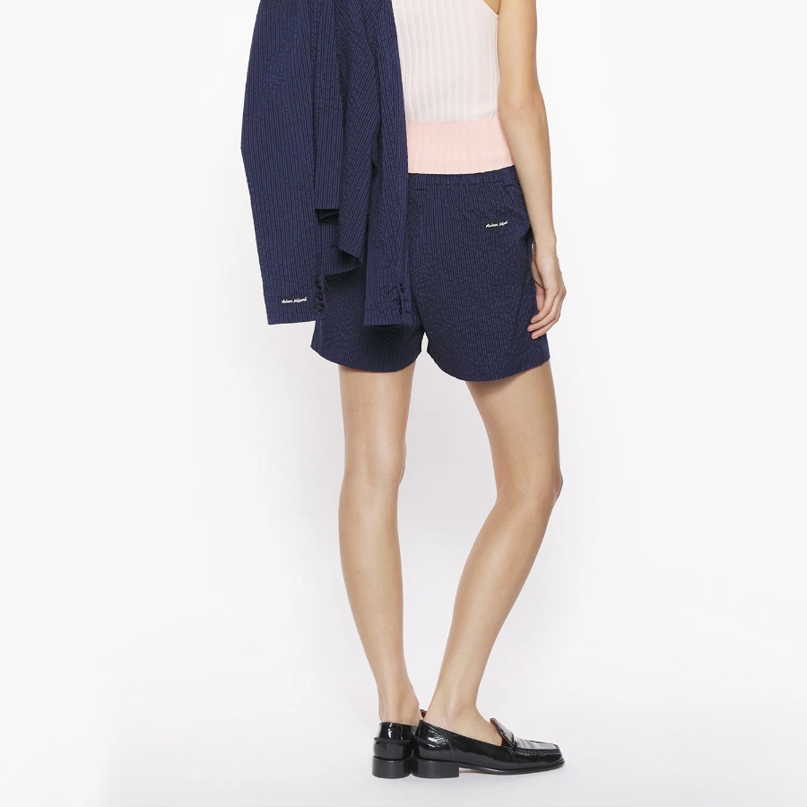 Maison Kitsune Women Casual Pleated Shorts - Navy