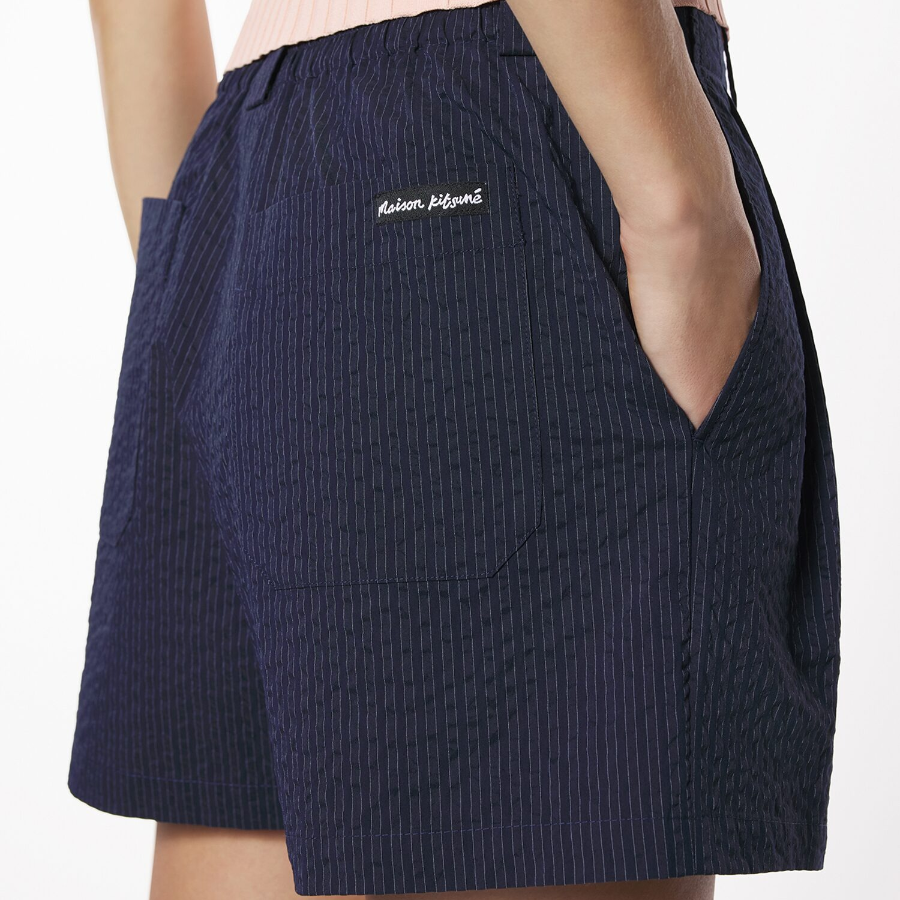 Maison Kitsune Women Casual Pleated Shorts - Navy