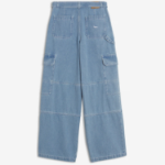 Maison Kitsune Women Belted Utility Denim Pants - Bleached Indigo
