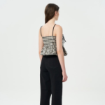 GANNI Shiny Check Jacquard Top – Lemon Icing