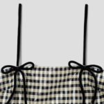 GANNI Shiny Check Jacquard Top – Lemon Icing