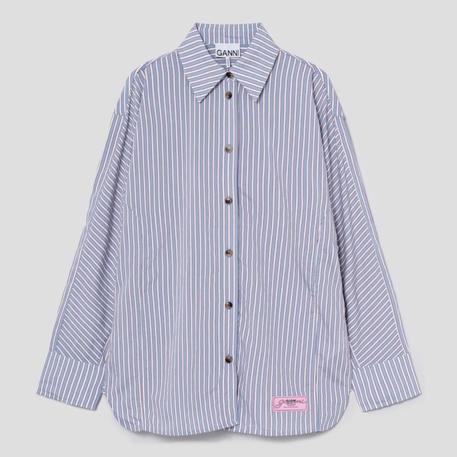 GANNI Yarn Dyed Stripe Shirt - Sky Blue