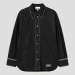 GANNI Cotton Poplin Long Sleeve Raglan Shirt - Black