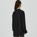 GANNI [EXCLUSIVE] Viscose Habotai Oversized Shirt - Black