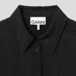 GANNI [EXCLUSIVE] Viscose Habotai Oversized Shirt - Black