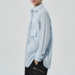 GANNI [EXCLUSIVE] Cotton Poplin Oversize Raglan Shirt - Sky Blue