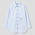 GANNI [EXCLUSIVE] Cotton Poplin Oversize Raglan Shirt - Sky Blue