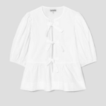GANNI Cotton Poplin Peplum Blouse - Bright White