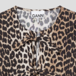 GANNI Printed Cotton Poplin Peplum Blouse - Leopard