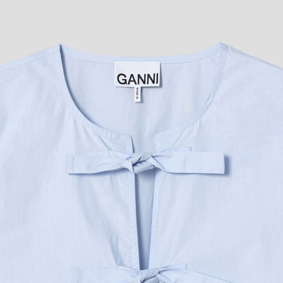 GANNI [EXCLUSIVE] Cotton Poplin Peplum Blouse - Heather