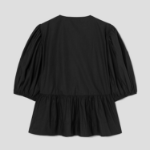 GANNI Cotton Poplin Peplum Blouse - Black