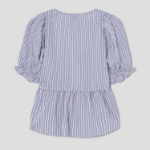 GANNI Yarn Dyed Stripe Blouse - Sky Blue