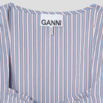 GANNI Yarn Dyed Stripe Blouse - Sky Blue
