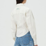 GANNI Washed Stretch Cotton Corset Shirt - Ivory