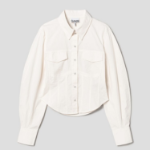 GANNI Washed Stretch Cotton Corset Shirt - Ivory