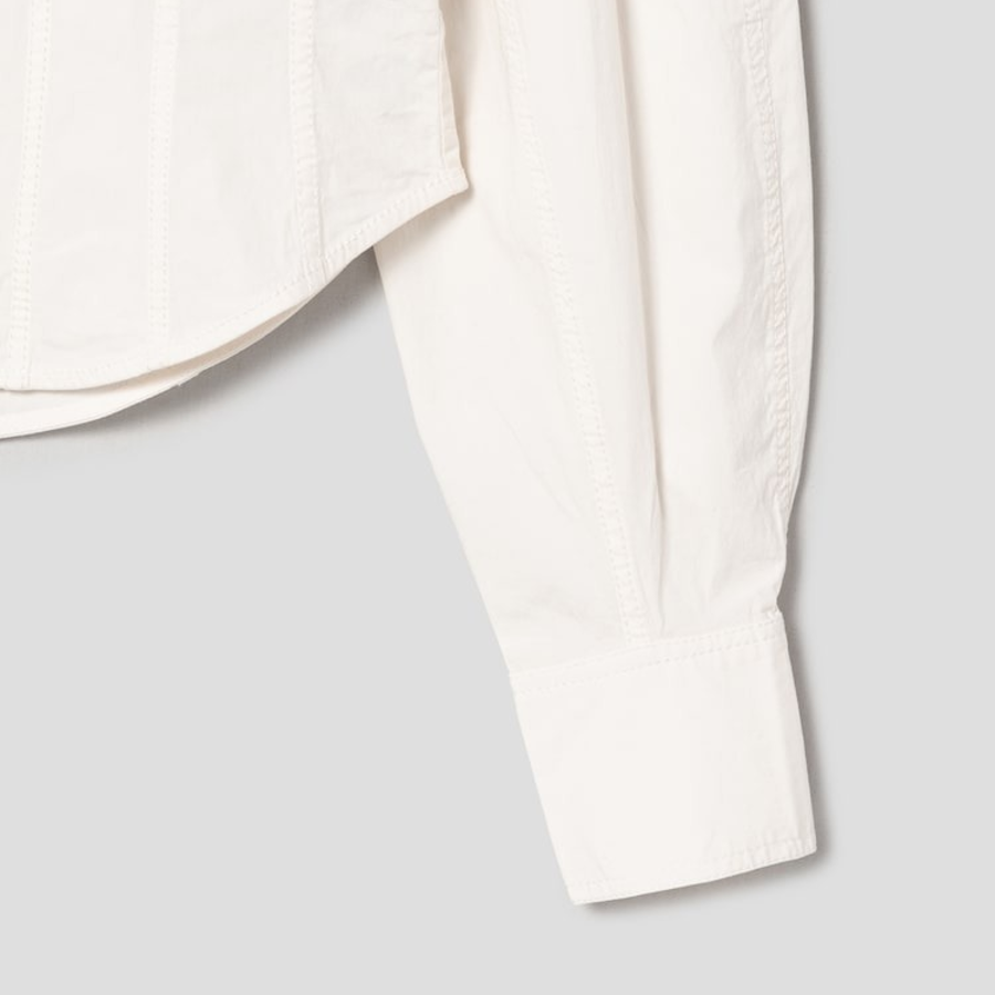 GANNI Washed Stretch Cotton Corset Shirt - Ivory