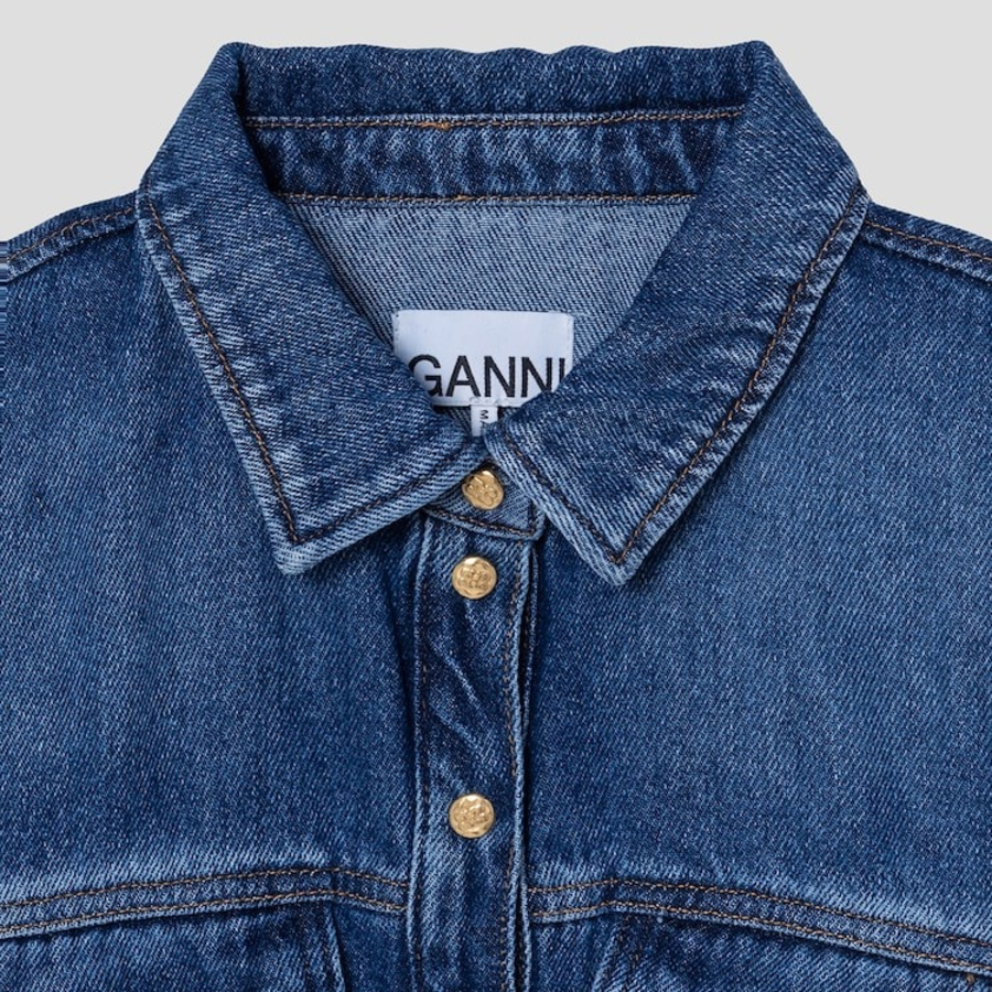 GANNI Light Denim Corsage Shirt - Blue