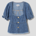 GANNI Fluffy Denim Blouse - Blue