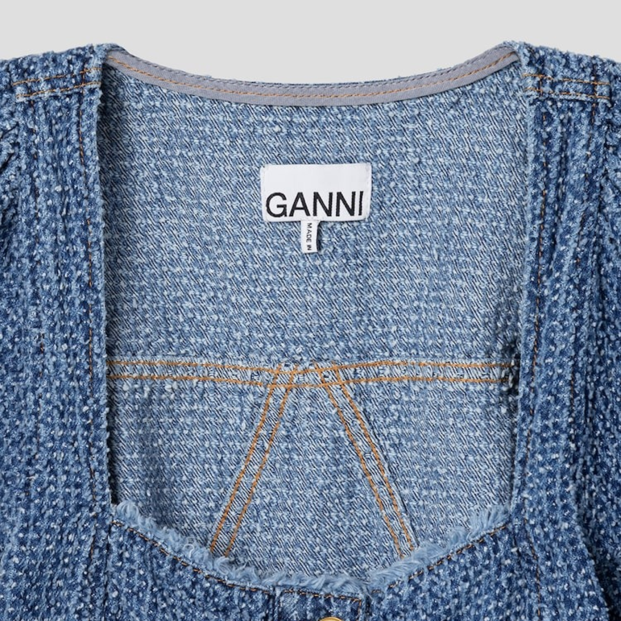 GANNI Fluffy Denim Blouse - Blue