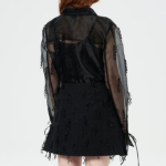 GANNI Fringed Organza Shirt - Black