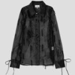 GANNI Fringed Organza Shirt - Black
