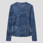 GANNI Marl Mesh Long Sleeve Crew Neck Blouse - Blue