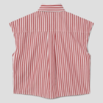 GANNI Stripe Cotton Tie Collar Shirt - Barbados Cherry