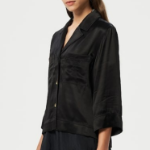 GANNI Washed Satin Shirt - Black