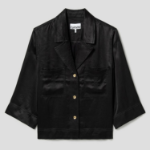 GANNI Washed Satin Shirt - Black