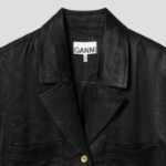 GANNI Washed Satin Shirt - Black